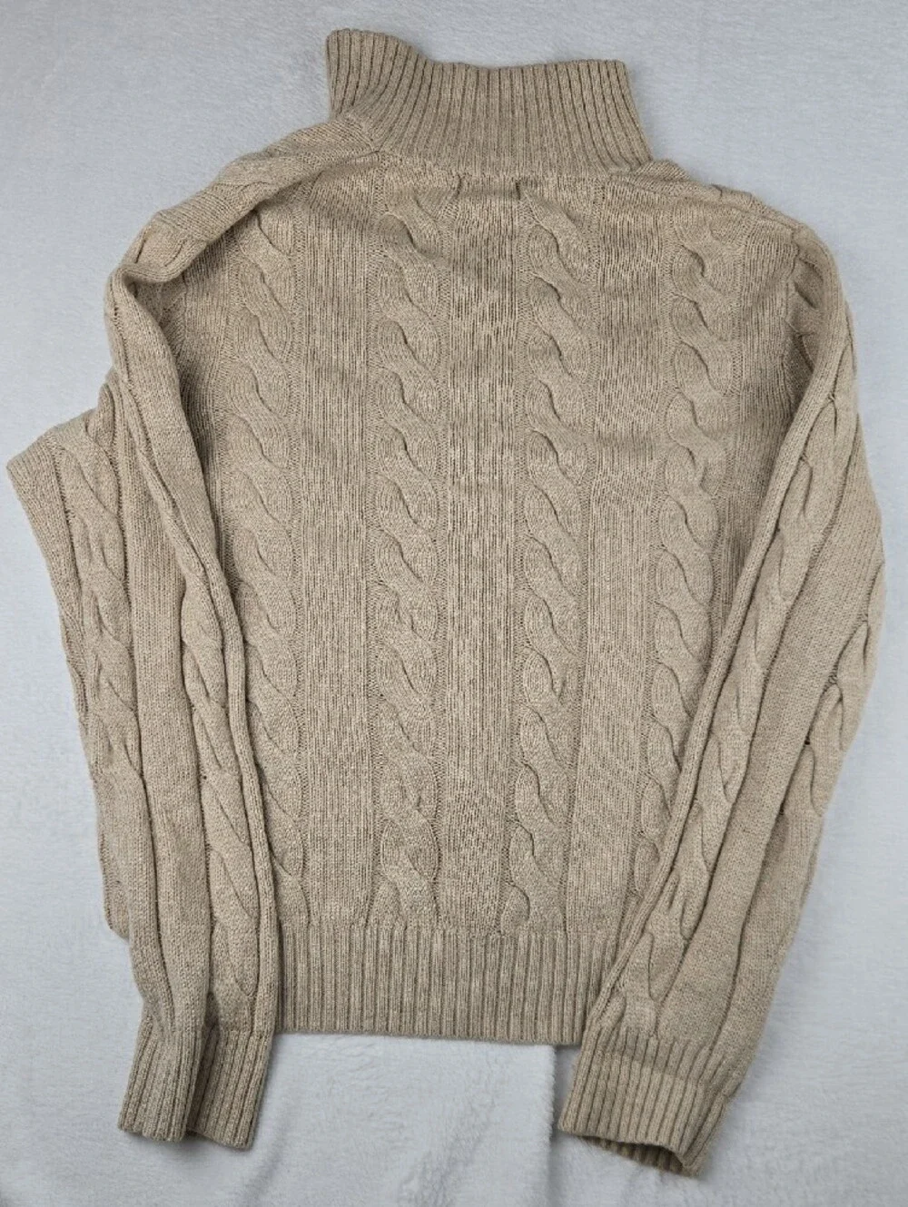 Vintage Polo Ralph Lauren Silk Cashmere Cable Knit Fisherman's Sweater Button